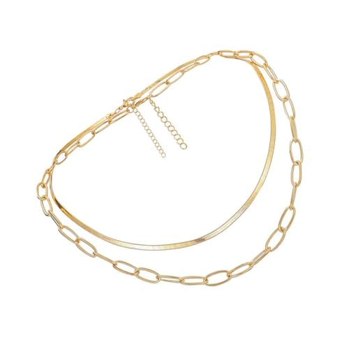NIYANGLE Frauen Halskette khimar hijab elegant ausgefallene weihnachten weichnachtsgeschke halsreif geschichtet Halsketten modische Metallkette Pulloverkette aus Legierung Golden von NIYANGLE