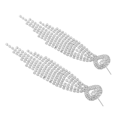 NIYANGLE Strass-ohrringe Für Damen Silberne Tropfenohrringe Mit Quasten-design Funkelnde Glitzer-ohrhänger Für Formelle Anlässe Und Hochzeiten von NIYANGLE