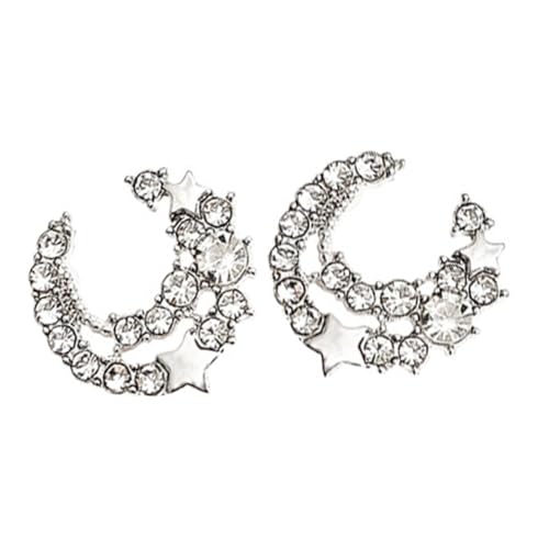 NIYANGLE Funkelnde Mond und Stern Ohrringe Langlebiger Statement Studs für Damen Glänzender Schmuck für Valentinstag Alltag und Festliche Anlässe von NIYANGLE