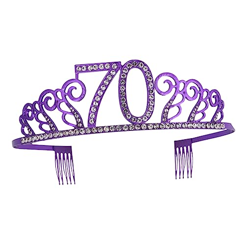 NIYANGLE Geburtstagskrone Haarschmuck Haarzubehör für Frauen Geburtstag Punk -Kopfschmuck mit Kronen Geburtstagskrone Tiaras Kronhaarzubehör Kopfschmuck für Mädchen Violett von NIYANGLE