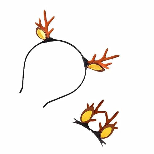 NIYANGLE Geweih Haarband Braun Kreative Haarnadeln Party Accessoire Weihnachtsdesign Junge Mädchen Erwachsene Leicht Langlebig Sicheres Material Tragbar von NIYANGLE