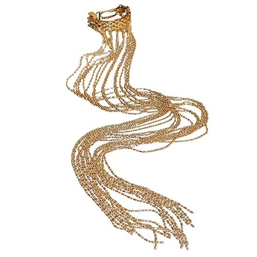 NIYANGLE Glitzernde Pferdeschwanzmanschette mit Quaste Haaraccessoire für Damen Haarklammer mit Langer Kette Eleganter Haarschmuck für Hochzeiten und Partys von NIYANGLE