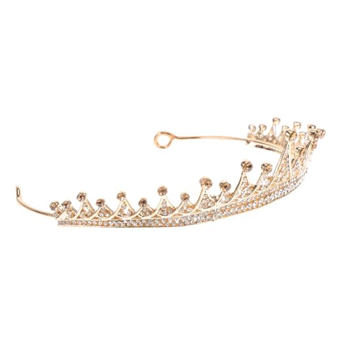 NIYANGLE Goldene Haarreif Tiara Eleganter Braut Kopfschmuck mit Funkelnden Strasssteinen Verstellbarer Brautkrone für Hochzeit Festliche Anlässe und Bühnenauftritte von NIYANGLE