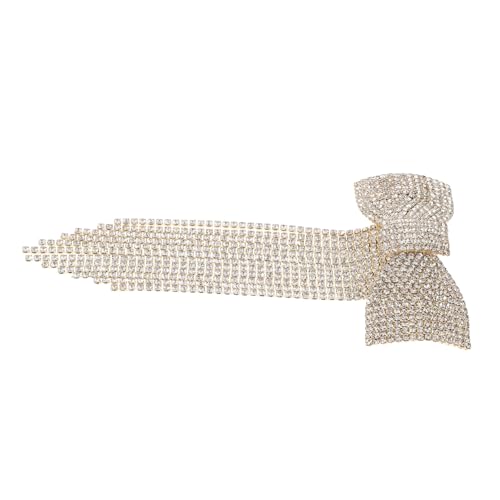 NIYANGLE Haarspange Mit Goldener Schleife Und Langem Quasten Haarklammer Mit Kristall-strasssteinen Elegante Haarschmuck Für Frauen Hochzeit Party Alltag von NIYANGLE