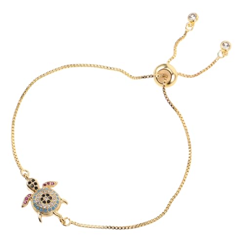 NIYANGLE Goldene Verstellbare Damenarmband mit Meeresschildkröten-anhänger Zirkonia-besetzte Kette Meeresinspirierte Schmuckstück für Frauen und Mädchen Inspiriert von Meeresleben von NIYANGLE