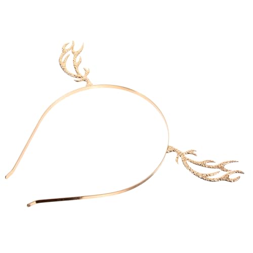 NIYANGLE Goldener Haarreif mit Süßen Geweih Antlers Leichter Legierungs Stirnband Haarband für Damen und Mädchen Verstellbar für Weihnachten Karneval und Festliche Partys von NIYANGLE