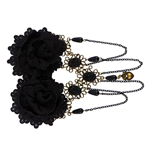 NIYANGLE Gothic Haarnadel mit Blumen Lace Design Eleganter Haarschmuck für Halloween Partys Handgefertigtes Kopfschmuck Accessoire Schwarz für und Mädchen von NIYANGLE