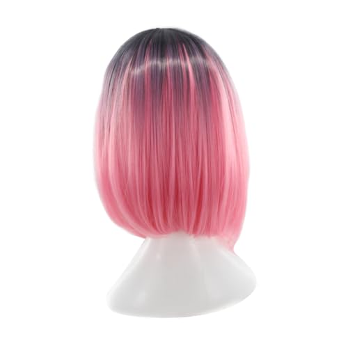 NIYANGLE Gradient Bob Perücke Für Damen Synthetische Haarperücke Hohe Temperatur Kurz Und Gerade Cosplay Und Alltag von NIYANGLE