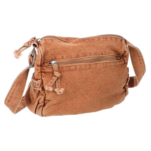 NIYANGLE Große Damen Canvas Umhängetasche mit Reißverschluss Vielseitige Leichte Denim Schultertasche mit Mehreren Fächern für Alltag Schule und Reisen Geräumige Retro Tragetasche in von NIYANGLE