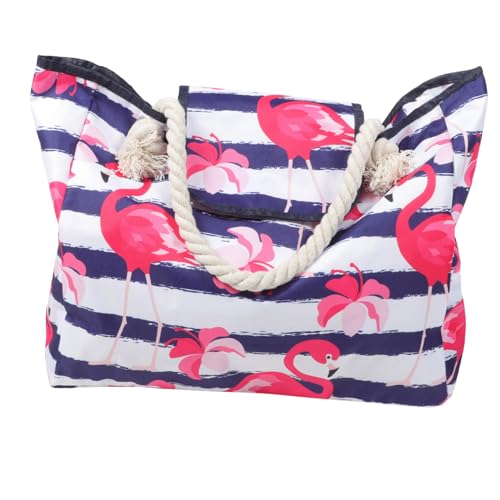 NIYANGLE Große Flamingo Strandtasche Damen Tote Bag Canvas mit Geräumigem Innenfach Vielseitig als Pool Reisetasche Bequeme Einzelschulter Tragetasche für Urlaub und Alltag von NIYANGLE