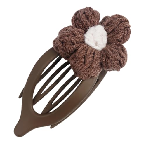NIYANGLE Großer Gehäkelter Haarclip mit Blumenmotiv Weicher Rutschfester Haarkralle für Dickes Haar Sichere Halterung für Dutt Schonendes Gestricktes Garn Vielseitiger Damenhaarschmuck von NIYANGLE