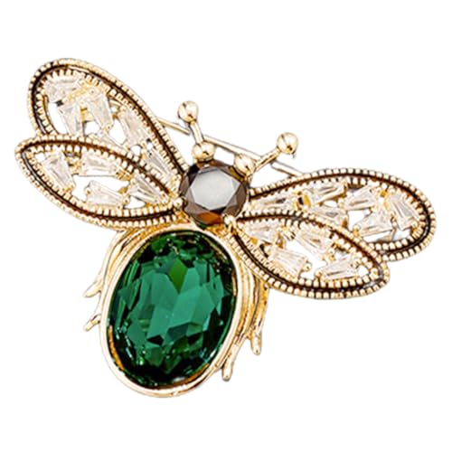 NIYANGLE Grüne Gläserne Bienenbrosche Anstecknadel Modisches Kleidungsabzeichen für Damen und Herren Vielseitiges Rutschfestes Design Kleines Leichtes Accessoire für Rucksack und Kleidung von NIYANGLE