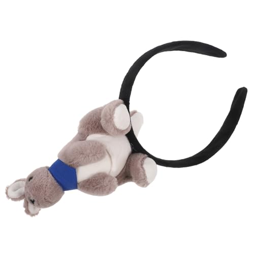 NIYANGLE Haarband Cartoon-tierhaarreifen -puppenhaarzubehör 3d Känguroo Haarrefer Stofftier -hoop -puppenstirnbänder -puppenhaarreihe Plüsch Grau von NIYANGLE