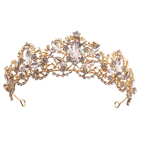NIYANGLE Hochzeitsbraut Tiara Strasskrone Für Mädchen Und Damen Stilvolles Haarschmuck Für Besondere Anlässe Goldfarben Leicht Und Langlebig Für Hochzeiten Geburtstage Und Partys von NIYANGLE