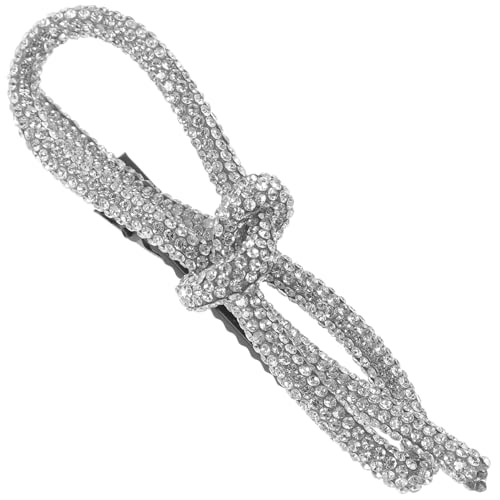 NIYANGLE Haarnadel Bogen Haarspange Mit Schleife Und Strasssteinen Schleife Strass Haarspangen Haarklammern Süße Haarklammer Haarspangen Für Mädchen Haarspangen Mit Strass Metall Silber von NIYANGLE