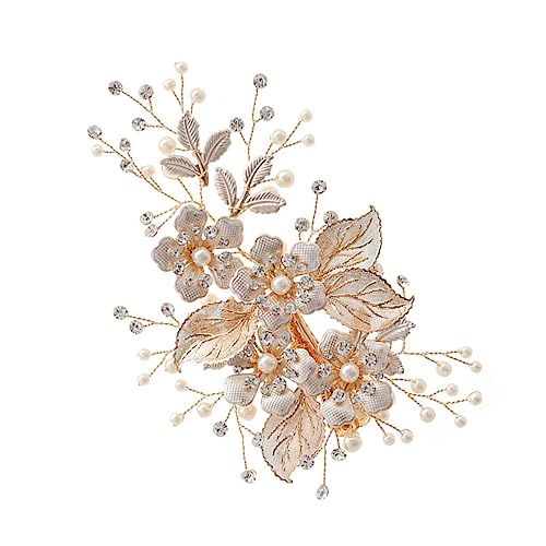 NIYANGLE Haarnadel Mit Blumenblatt Hochzeit Haarspangen Blumen Braut Für Frauen Mädchen Styling Braut Dame Haarnadel Bobby Pin Damen Haarspange Haar Accessoires Strass Golden von NIYANGLE