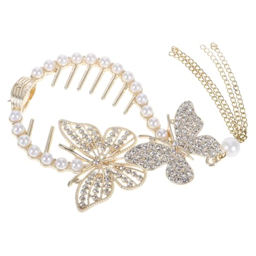 NIYANGLE Schmetterlings-haarspange Mit Perlenquasten Und Strass Für Damen Als Pferdeschwanzhalter Für Verschiedene Frisuren Sicherer Halt Und Dekoratives Accessoire von NIYANGLE