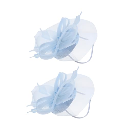 NIYANGLE Haarschmuck Aus Brautfedern Kopfbedeckung Für Braut Haarschmuck Für Die Braut Teepartyhut Stirnband Faszinierende Hochzeiten Bankett-fascinator-hut Hut Gittergewebe Himmelblau von NIYANGLE