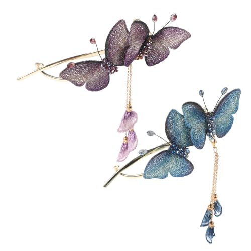 NIYANGLE 2stücke Schmetterling Haarspangen Mit Strass Für Damen Dekorative Haarnadeln Schmetterlingshaarspange Retro-accessoires von NIYANGLE