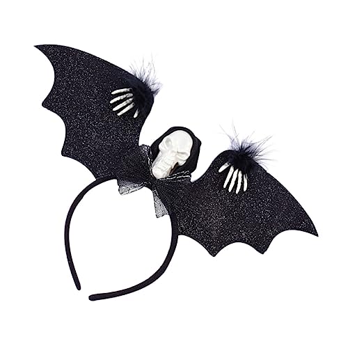 NIYANGLE Halloween LED Haarreif mit Leuchtendem Fledermaus Skull Design Verstellbar für Erwachsene für Halloween Kostüm und Themenpartys Auffälliges Party Accessoire Schwarz von NIYANGLE