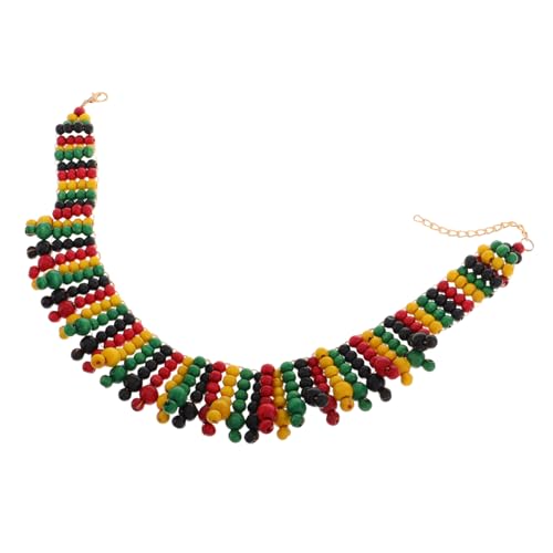 NIYANGLE Handgefertigte Afrikanische Holzperlenkette Bunte Mehrlagige Halskette mit Ethnischem Muster Stilvolles Schmuckstück für Frauen für Partys und Freizeitoutfits von NIYANGLE
