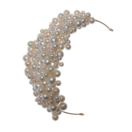 NIYANGLE Handgefertigte Braut Perlenkrone Haarschmuck Hochzeit Vintage Tiara Fotoshooting Brautaccessoire für Damen von NIYANGLE