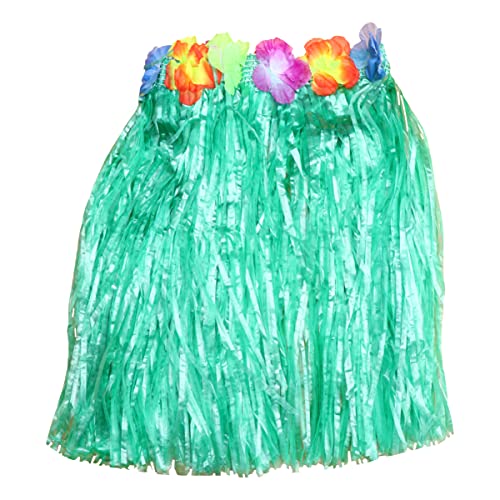 NIYANGLE Hawaiian Kinderkostümset Teilig Grünes Grasröckchen mit Blumenkranz Armbändern Halskette für Tropische Partys und Luau Events für Strand und Themenfeiern von NIYANGLE