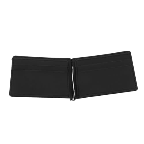 NIYANGLE Herren Geldbörse PU Minimalistisch Ultraleicht Kompakt Metallclip Mehrfach Kartenhalter Reise Alltag Tasche Schwarz von NIYANGLE