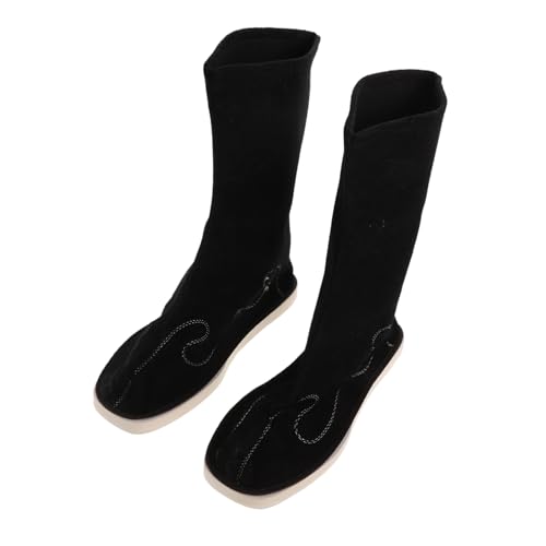 NIYANGLE Herren Hanfu Schuhe Traditionelle Chinesische Stiefel Antirutsch Han Kostümstiefel Bestickt Für Kung Fu Tai Chi Cosplay Schwarz von NIYANGLE