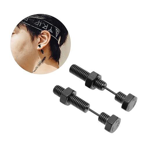 NIYANGLE Hexagon Schraub Ohrstecker aus American Style Ausgefallenes Design Schwarz Unisex Langlebig Hautfreundlich für Party Alltag von NIYANGLE