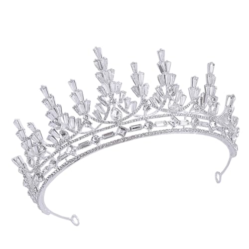 NIYANGLE Hochwertige Brautkrone mit Funkelnden Strasssteinen Leichter Haarschmuck für Damen Verstellbares Diadem für Hochzeit Verlobung und Festliche Anlässe Silbernes Bridal Tiara Headband von NIYANGLE