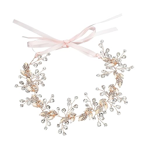 NIYANGLE Hochzeits Haarband mit Funkelnden Strasssteinen Roségoldenes Handgefertigtes Haarschmuck Accessoire für Brautfrisuren Charmante Brautdekoration Eleganter Schmuck für Fotoshootings von NIYANGLE