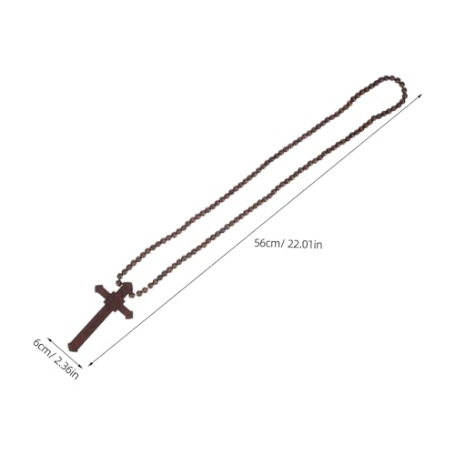 NIYANGLE Holz Kreuz Anhänger Halskette mit Holzperlen Modische Symbolkette für Männer und Frauen Leichter Gebets Tauf Schmuck Vielseitig als Weihnachts Streetstyle-accessoire von NIYANGLE
