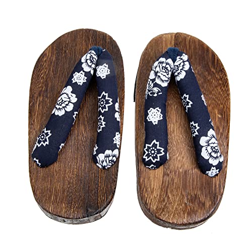 NIYANGLE Japanische Clogs Holzschuhe Sommer Slippers aus Eva und Baumwolle rutschfest Atmungsaktiv Traditionell Bedruckt Leicht und für Zuhause Strand Cosplay Fuß von NIYANGLE