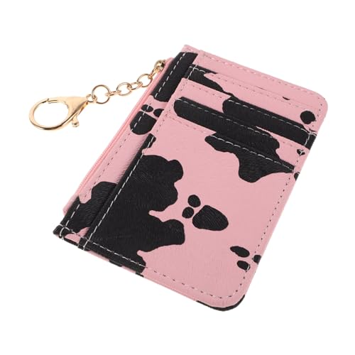 NIYANGLE Kartenetui Für Damen: Schlanke Schlüsselanhängertasche Mit Kuh-Print Und Reißverschluss – Pu-Organizer Für Kreditkarten Und Ausweise Für Unterwegs – Mini-geldbörse Für Damen von NIYANGLE