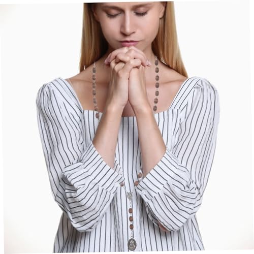 NIYANGLE Katholische Rosenkranz Halskette Holzperlen Langes Gebetskette für Frauen Religiöse Schmuck Beaded Necklace für Alltag Party von NIYANGLE