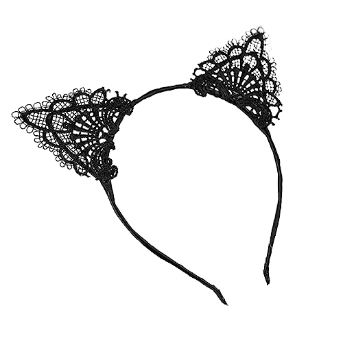 NIYANGLE Katzenohren Haarband aus Spitzenstoff für Cosplay Weihnachtsfeier und Maskenball Schwarzes Accessoire für Damen und Sorgt für Aufmerksamkeit und Spaß jeder Party von NIYANGLE