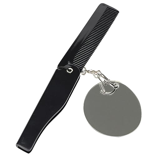 NIYANGLE Klappkamm auf Keychain faltbarer Taschenkamm Männer klappbarer Feinzahnkamm entwirrender Kamm reise bartkamm klappbarer Kammspiegel faltbarer Kammspiegel Faltkamm Spiegel: Acryl von NIYANGLE