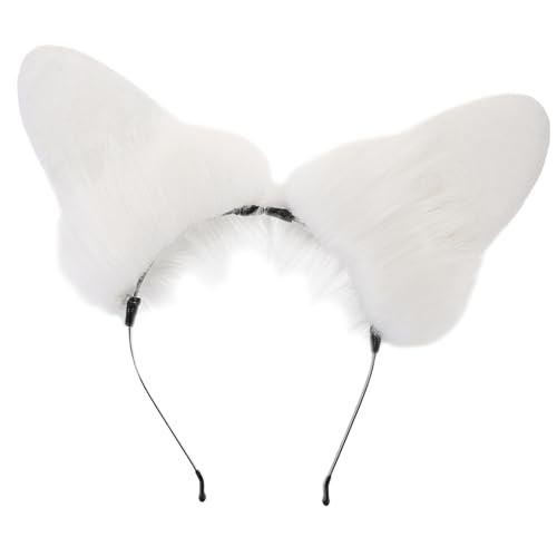 NIYANGLE Klappstadband Klapperohrhund Ohr Hund Plüsch falten Eselsohren Cosplay -Hundeohren Kopfstück Stirnband für Welpenohren Fuchsohren Hundeohren Cosplay Cosplay-Faltohr-Stirnband Weiß von NIYANGLE