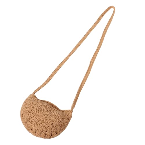 NIYANGLE Kleine Handgewebte Umhängetasche aus Baumwollfaden Halbrund Retro Stil Weiche und Strapazierfähige Damen Crossbody Bag für Urlaub Freizeit und Shopping von NIYANGLE