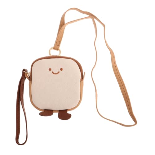 NIYANGLE Kleine Süße Toast Geldbörse mit Tragegurt Cartoon Münzbeutel mit Lustigem Gesichtsanstecker Kompakte Mini Brieftasche für Damen Originelle Crossbody Tasche für Alltag und Freizeit von NIYANGLE