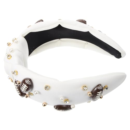 NIYANGLE Knoten Stirnband Damen Fußball Stirnband Breites Band Mit Perlenverzierung Für Sicheren Halt Und Modisches Styling Für Verschiedene Anlässe von NIYANGLE