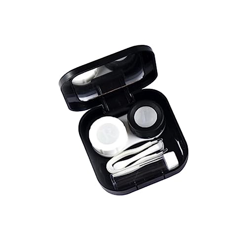 NIYANGLE Kontaktlinsenbehälter Mini Travel Case Box Für Damen Schwarz Tragbar Mit Spiegel Hygienisch Für Reisen Und Outdoor-aktivitäten von NIYANGLE
