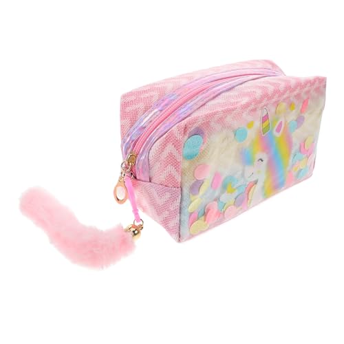 NIYANGLE Einhorn Make Up Tasche Geräumiger Reise Kulturbeutel für Damen Tragbare Kosmetiktasche mit Reißverschluss Süßes Einhorn Design für Reisen und Zuhause von NIYANGLE
