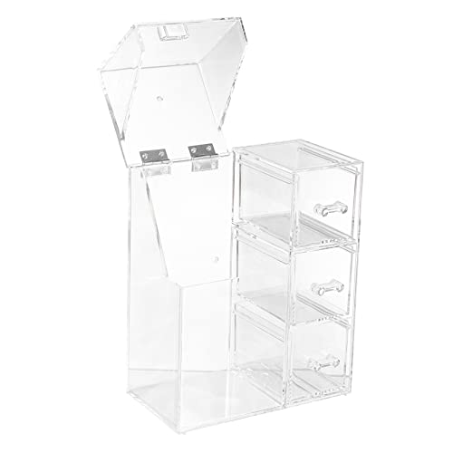 NIYANGLE Makeup Box Transparente Kosmetik Aufbewahrungsbox Mit Deckel Schminkpinsel Organizer Für Bad Und Schlafzimmer Für Make-up Tools Und Zubehör von NIYANGLE