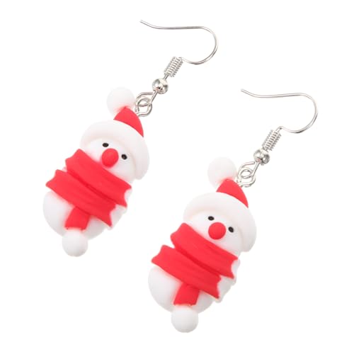 NIYANGLE Kreative Schneemann Ohrstecker Weichem Polymer Clay Weihnachts Ohrringe für Damen Auffälliger Schmuck für Party Alltag und Festliche Anlässe Rot von NIYANGLE