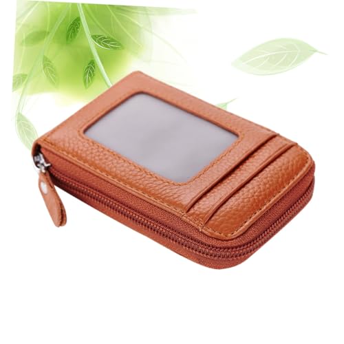 NIYANGLE Kreditkartenetui aus echtem Material mit Reißverschluss Kompakte Kartentasche Unisex Sicherer Organizer für Karten und Münzen Leichtes Portemonnaie für Reisen Stilvoller Geldbeutel von NIYANGLE