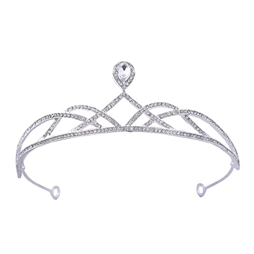NIYANGLE Kristallkrone Tiara mit Wasserdiamanten für Braut und Damen Silberweißes Diadem für Hochzeit Geburtstag Bankett und Party Einfach Anzulegen Auffälliges Haarschmuck Accessoire von NIYANGLE