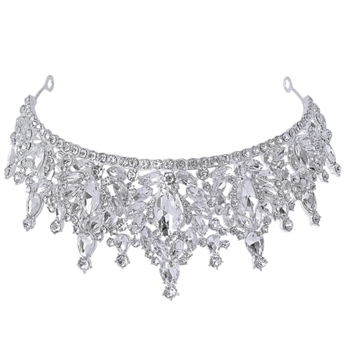 NIYANGLE Krone Haarschmuck für Damen Funkelnde Hochzeit Geburtstag und Besondere Anlässe Tiara mit Strasssteinen für Bräute und Brautjungfern von NIYANGLE