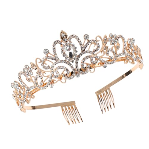 NIYANGLE Krone Strass Kopfbedeckung für Hochzeit Prom und Partys Handgefertigte Tiara mit Verarbeitung und Glänzenden Kristallen für Besondere Anlässe von NIYANGLE